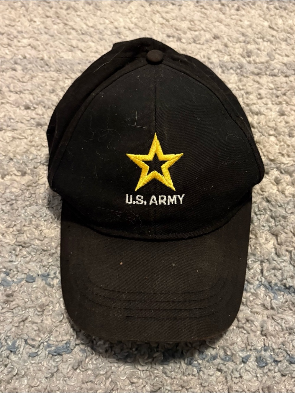 Vintage U.S. ARMY Star Logo Embroidered Hat • Made in USA • Black Strapback